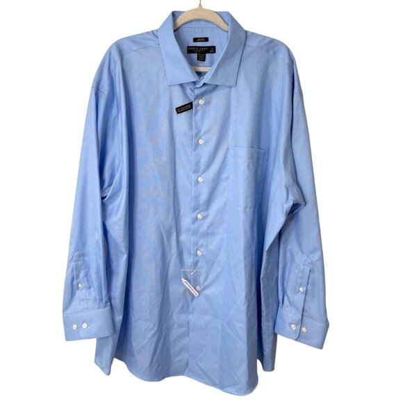 Pronto Uomo Other - Pronto Uomo Men Size 19 Executive Fit Dress Shirt 2-Ply Cotton Non-Iron Blue NEW